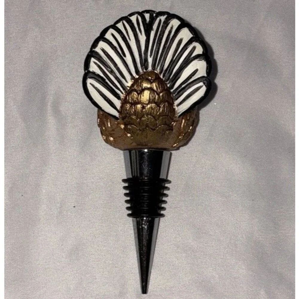 Retired Mackenzie Childs Autumn Harvest Bottle Stopper Turkey Thanksgiving 5